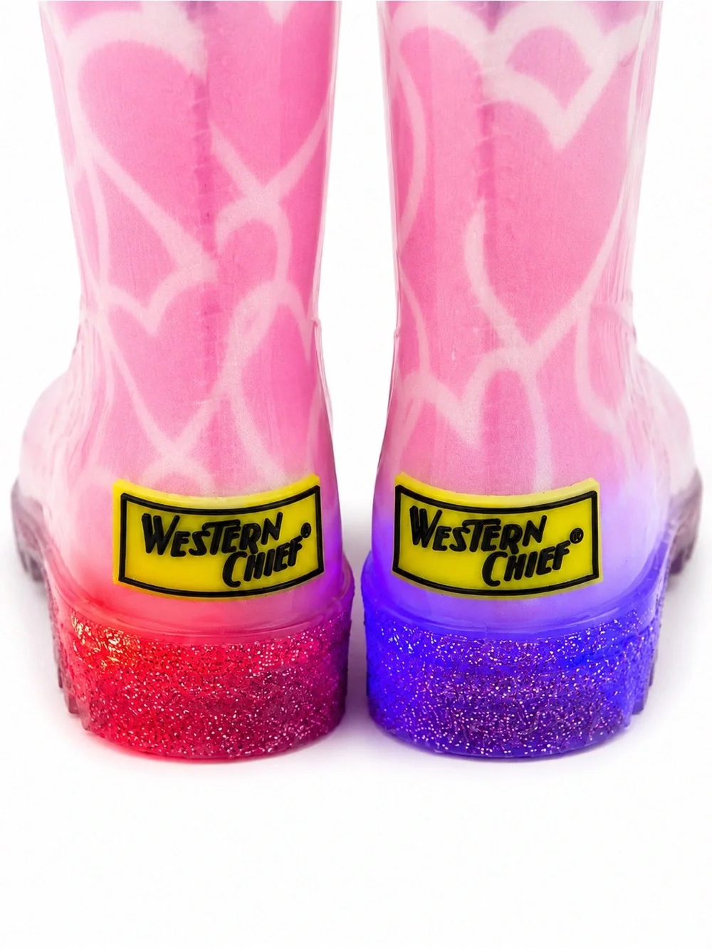 Western Chief Light-Up Glitter Heart Rain Boots Toddler Girls Size 5 NWOT